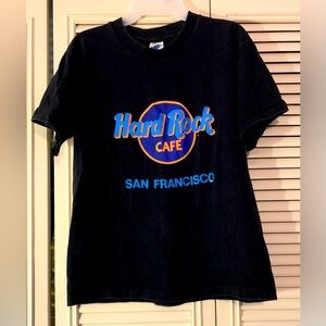 VTG Hard Rock Cafe Men's T-shirt San Francisco Black Neon Logo Size Medium